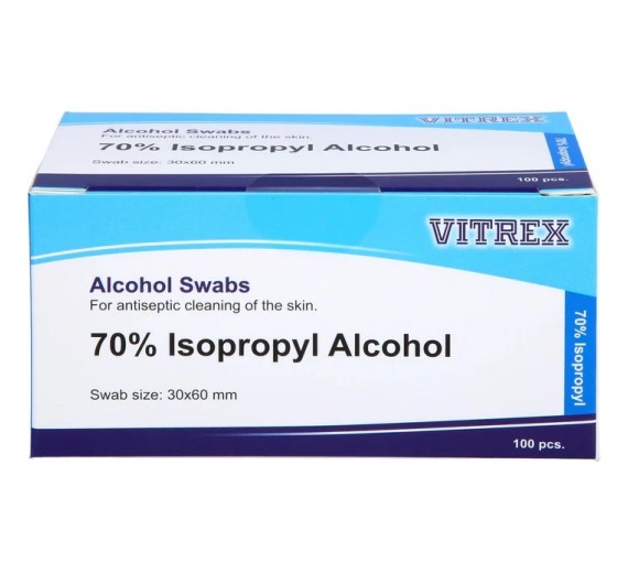 *Udgået* Injektionsservietter, 70% isopropyl, 3x6 cm, enkeltpakket, 100 stk.
