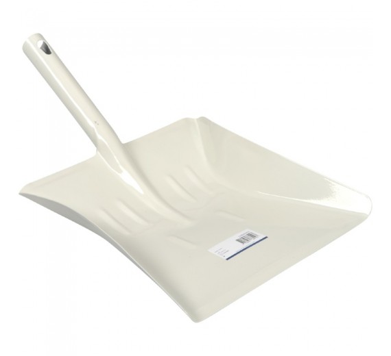 Hvid metal fejebakke, 37 x 24,3 cm