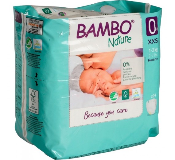 *Restsalg* Bambo Nature, ECO labeled bleer, Str. 0, 1-3 kg, 24 stk.