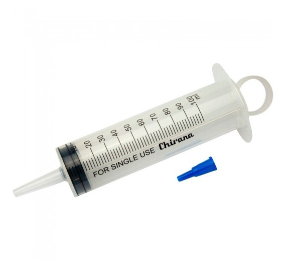 Sprøjte Chirana 100 ml med kateterspids og løs luer centreret 3 komponent 25 stk.