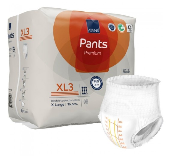 Bukseble, ABENA Pants, XL3, orange farvekode, Premium, 16 stk.