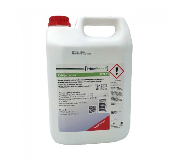 Kalkfjerner, Ren 53, sur, m/farve og parfume, 5 liter