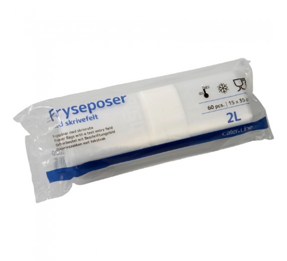 Frysepose med skrivefelt, Cater-Line, 2 l, klar, LDPE/virgin, 15 x 35 cm, 15 ruller