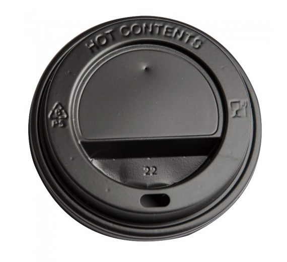 Plastlåg sort Catersource til kaffebæger, Ø90 mm., med drikkehul, 1000 stk.