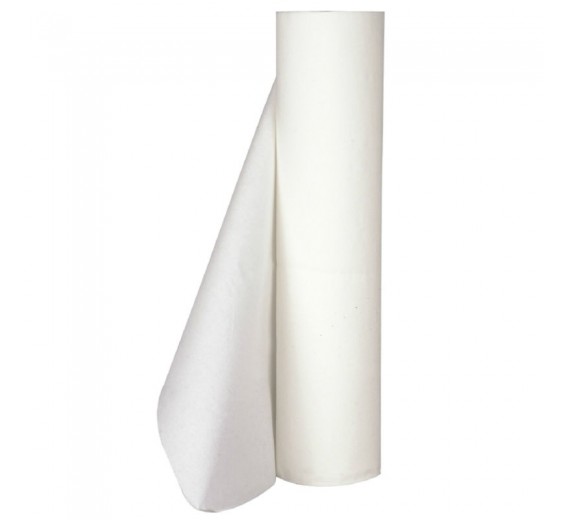 Lejepapir hvid, 2 lag nyfiber, 50 m. pr. rulle, 59 cm bred perforeret, 9 ruller