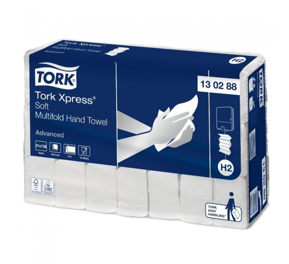 TORK H2 Xpress Soft Multifold Advanced håndklædeark, 4-fold, 21 pk.