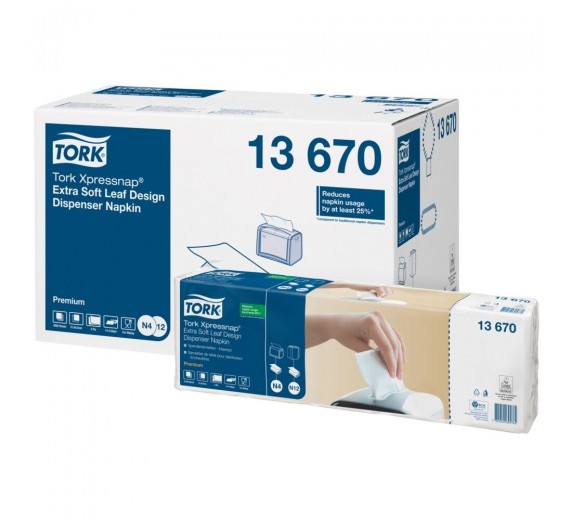 Dispenserserviet, Tork Xpressnap N4 Premium, 2-lags, interfold, 21,3x33cm, hvid, nyfiber