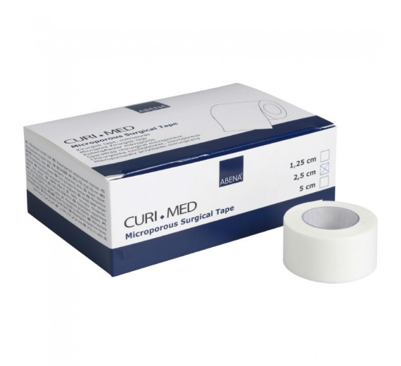 Microporous tape, Abena Curi-Med, 9,14 m x 2,5 cm, hvid, usteril
