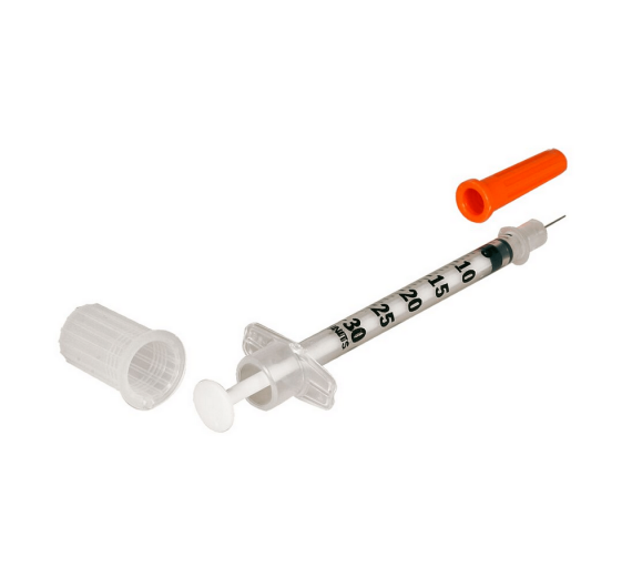 Insulinsprøjte 0,5 ml med påsat kanyle, BD Microfine, 29G, x 1/2, 0,33 x 12,7 mm