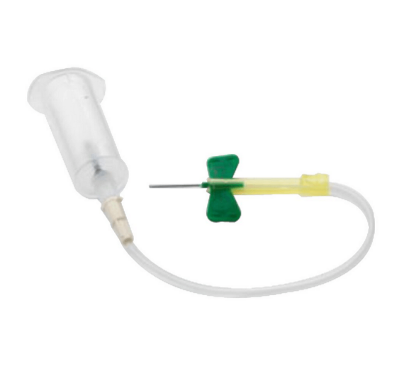 Blodprøvetagningskanyle, BD Vacutainer Safety-Lok, grøn, 21G, 18cm slange, med formonteret holder, 25 stk.