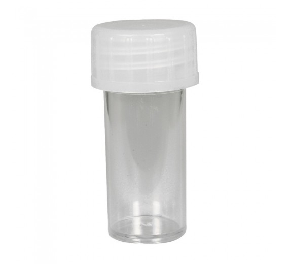 10 stk. urinprøve flaske, 15 ml, klar, PS/PE, med skruelåg