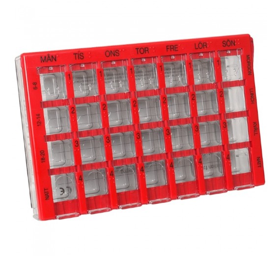 Dosett Maxi doseringsæske, 20,3 x 13,3 cm, rød