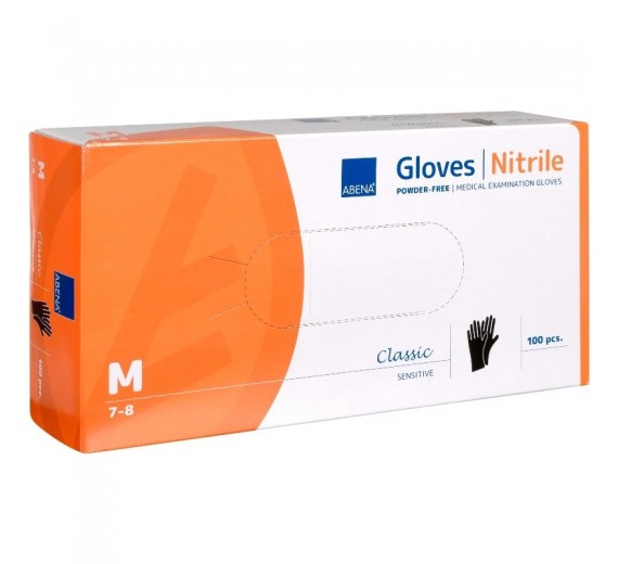 Undersøgelseshandsker Abena Classic Sensitive Sort 100 stk. | Medium