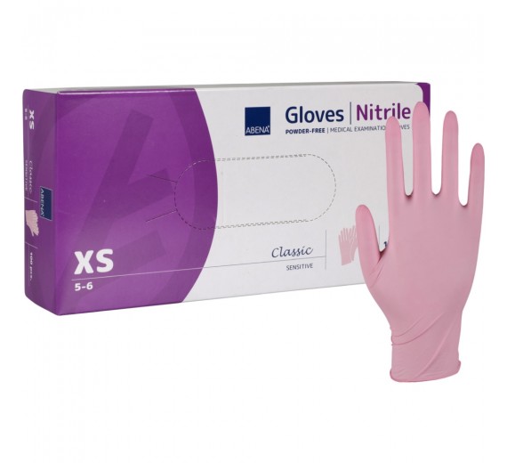 Undersøgelseshandsker ABENA Classic Sensitive Pink Nitril 100 stk. | XS