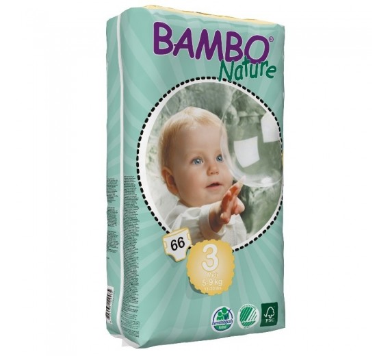 Bambo Nature, Midi 3, 5-9 kg, 66 stk.