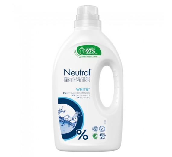 Tøjvask flydende Neutral White, uden parfume, blegemiddel el. optisk hvidt, 1250 ml