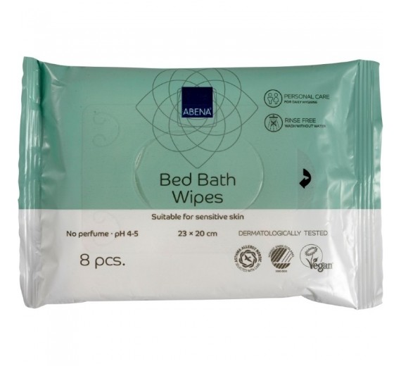 Sengebadsserviet Abena 20x23cm uden parfume 8 stk