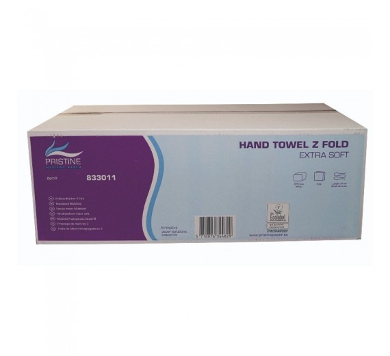 Pristine håndklædeark extra soft, Z-fold, 2 lag nyfber 20,6 x 24 x 8 cm, 25 pk.