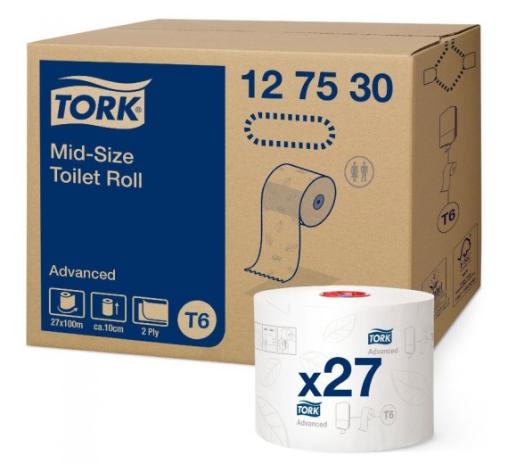 Tork T6 Advanced toiletpapir, 2-lag, 27 ruller