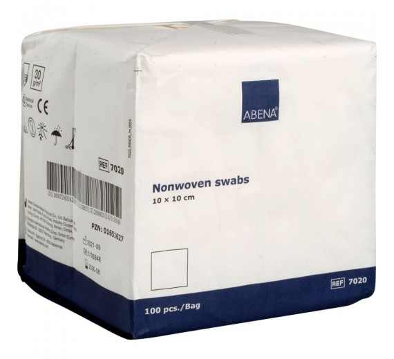Nonwoven kompres ABENA 4-lags 10 x 10 cm latexfri usteril 100 stk.