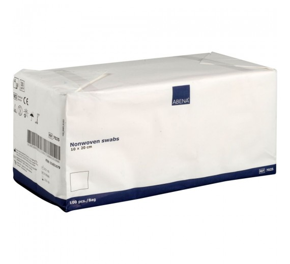 Nonwoven kompres ABENA 4-lags 10 x 20 cm latexfri usteril 100 stk.