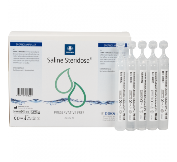 Skyllevæske, 10 ml NaCl 0,9% isotonisk steril