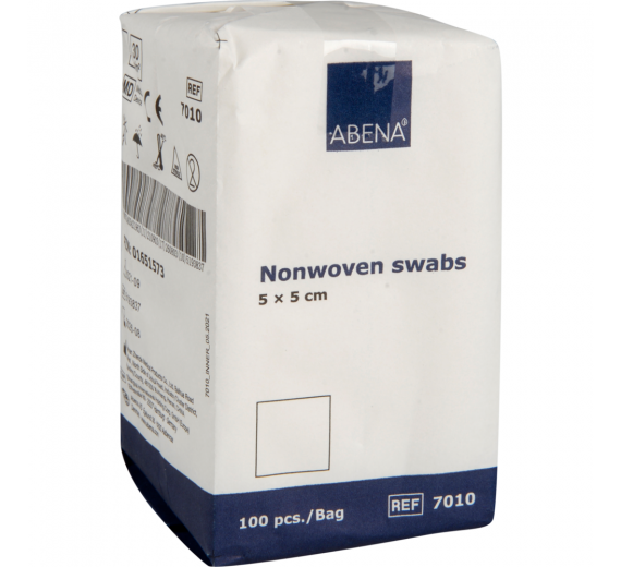 Nonwoven kompres ABENA 4-lags 5 x 5 cm latexfri usteril 100 stk.
