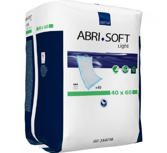 Underlag, ABENA Abri-Soft Light, 60 x 40 cm, lyseblå, 60 stk.