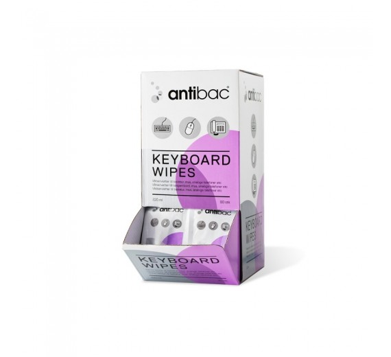 Antibac keyboard wipes, desinficerende servietter til tastaturer, med Ethanol, 80 stk.