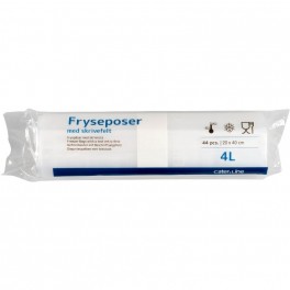 Frysepose med skrivefelt, 4 l, klar, 20 x 40 cm, 56 ruller