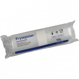Frysepose med skrivefelt, 15 l, klar, 40 x 60 cm, 25 ruller.