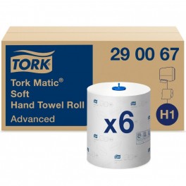 Tork Advanced H1, Tork Matic Soft aftørringsruller, 2-lags, 6 ruller