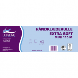 Håndklæderulle Pristine Extra soft 1-lag 115 m uden hylse, nyfiber, svanemærket, 15 rl.