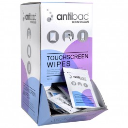 Antibac Touchscreen wipes, desinficerende servietter til mobil, skærme, tastaturer mv., 95 stk.