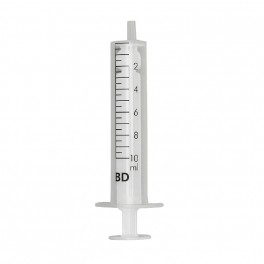 Sprøjte, BD Discardit, 10 ml, transparent, luer, excentrisk, 2 komponent, steril, engangs, 100 stk