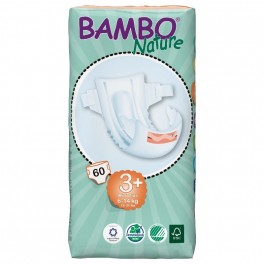 Bambo Nature Junior, Midi 3+, med vådindikator, 6-14 kg, 60 stk.