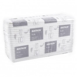 Katrin Plus håndklædeark, 2-lag, 33 x 24 cm, C-fold, hvid, 100% nyfiber