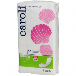 Hygiejnebind Caroli 28x9,2cm hvid Maxi Pads Super uden vinger 12 pakker