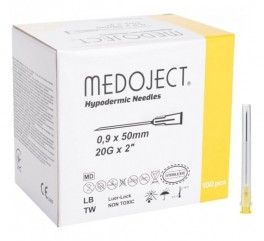 Kanyle, Medojec, gul, 20G x 2'' 0,9 x 50mm steril