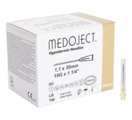 Kanyle, Medoject, lysegrå, 19G, x 1 1/4 1,1 x 30mm steril