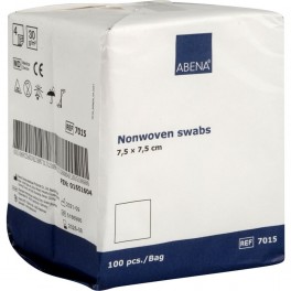 Nonwoven kompres, ABENA, 4-lags, 7,5 x 7,5 cm, hvid, latexfri, usteril, 100 stk.