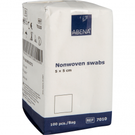 Nonwoven kompres, ABENA, 4-lags, 5 x 5 cm, hvid, latexfri, usteril, 100 stk.