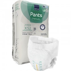 Bukseble, ABENA Pants Junior, XS2, hvid, turkis farvekode, Premium, 18 stk.