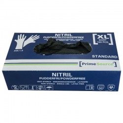 Sorte Nitril Prime Source engangshandsker, pudderfri, 150 stk., str. X-Large