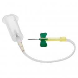 Blodprøvetagningskanyle, BD Vacutainer Safety-Lok, grøn, 21G, 18cm slange, med formonteret holder, 25 stk.