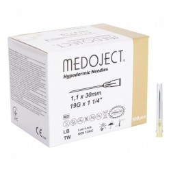 Kanyle, Medoject, lysegrå, 19G, x 1 1/4 1,1 x 30mm steril
