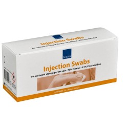 Injektionsservietter, 3x6cm, 75% ethanol, 0.5% klorhexidin, enkeltpakket