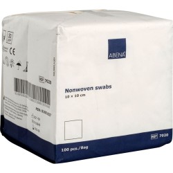 Nonwoven kompres, ABENA, 4-lags, 10 x 10 cm, hvid, latexfri, usteril, 100 stk.