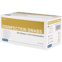 Udgået Injektionsservietter, 3 x 6 cm, 82% ethanol, 0.5% klorhexidin, enkeltpakket 100 stk.