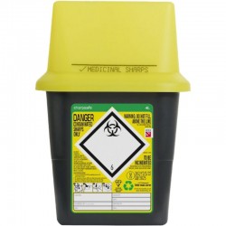Kanyleboks, Sharpsafe, 4000 ml, sort med gult låg